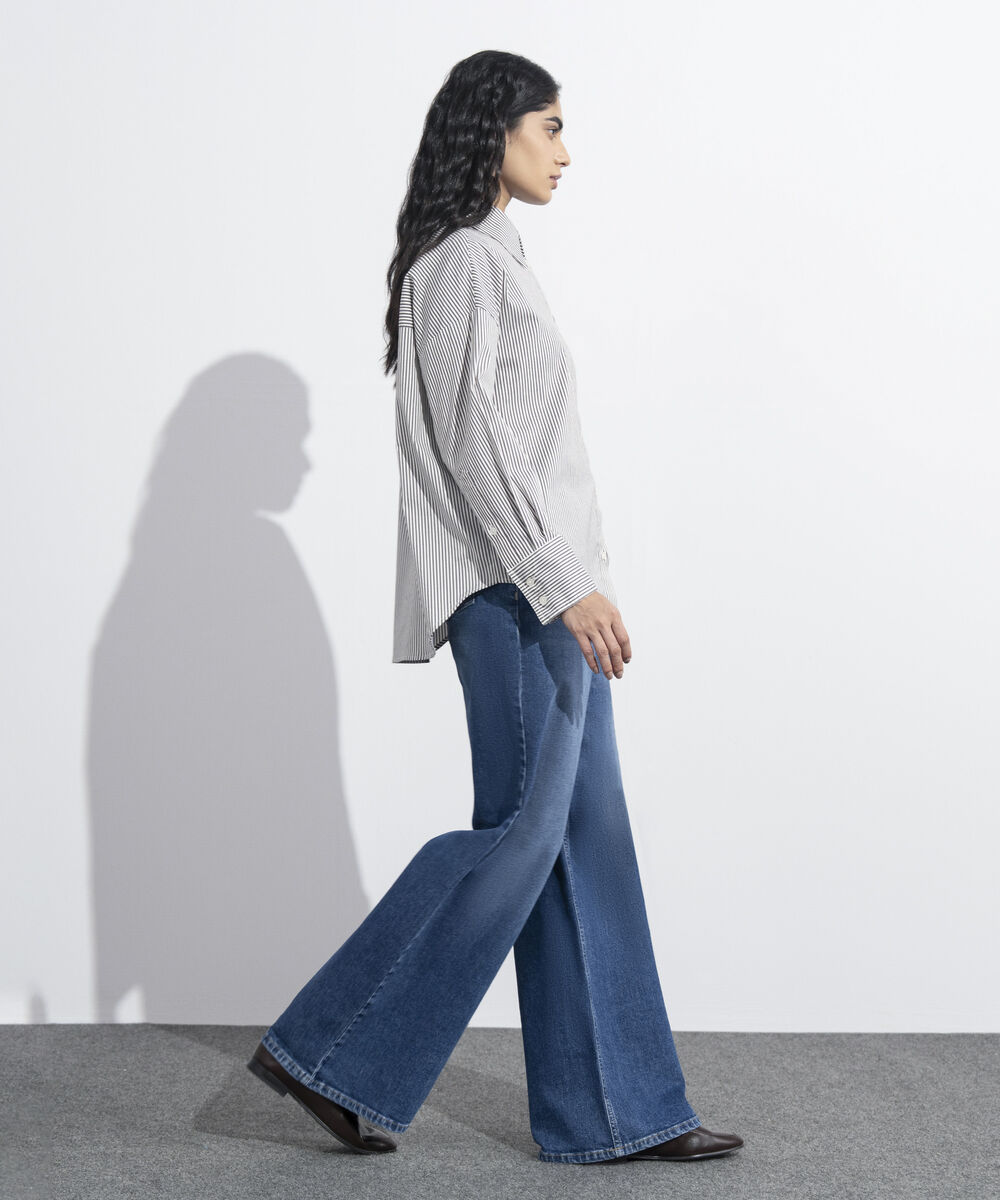 Women's Western Wear Light Grey Button Through Shirt