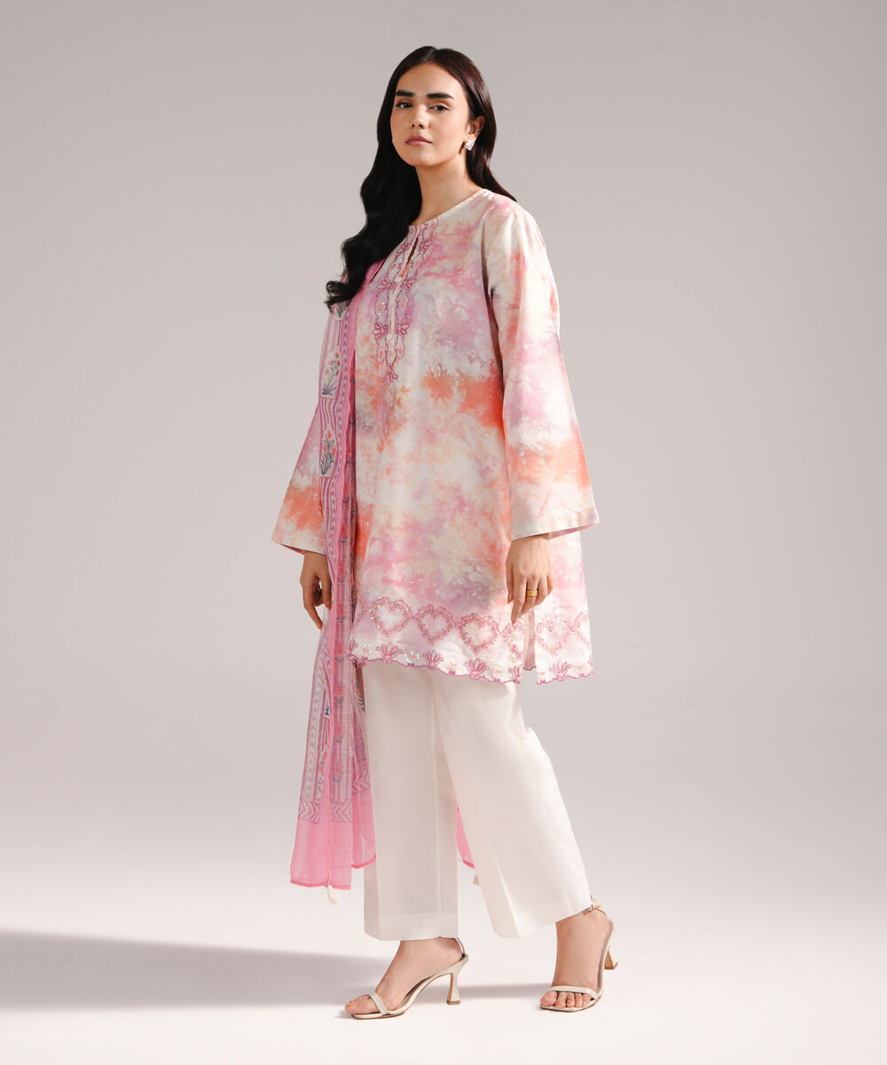 Women's RTW Zari Lawn Embroidered White 3 Piece Suit