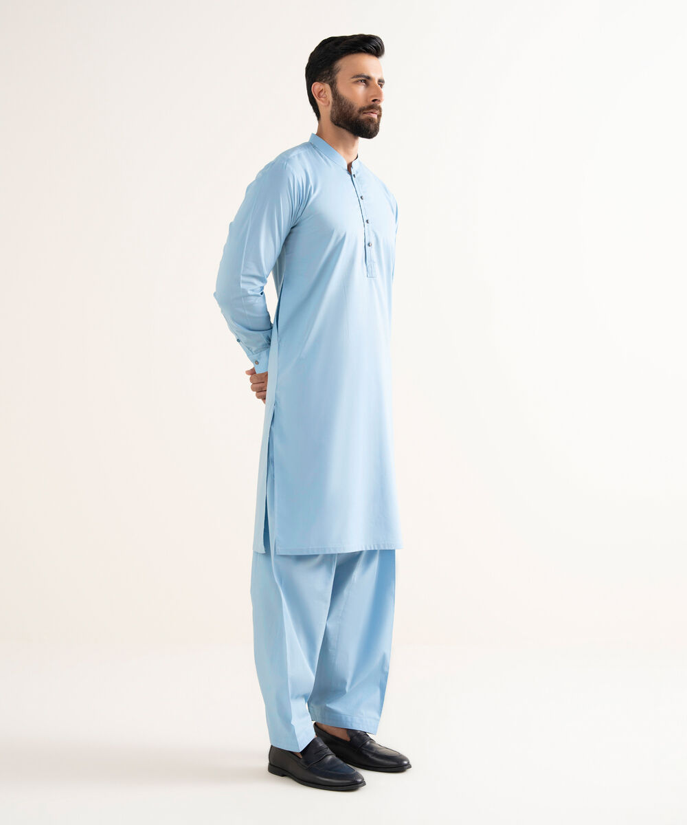 Men's Latha Plain Sky Blue Kurta Shalwar