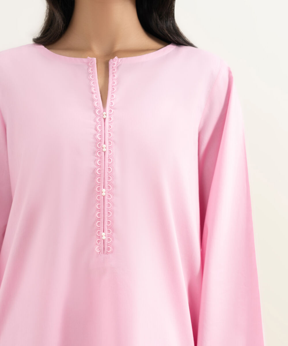 Women's RTW Cambric Solid Pink Straight Shirt