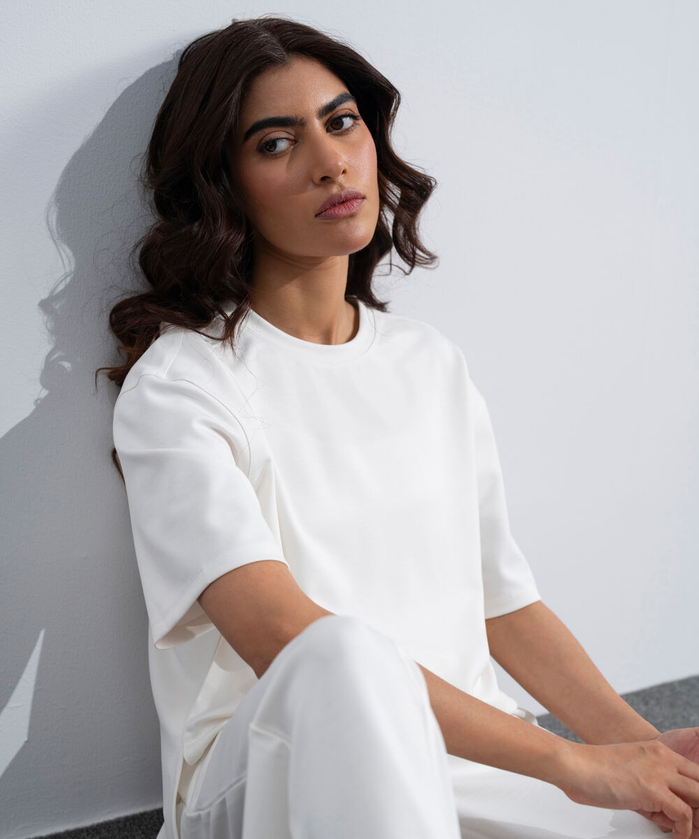 Women's Western Off White Soft Lux Loose Fit T-Shirt