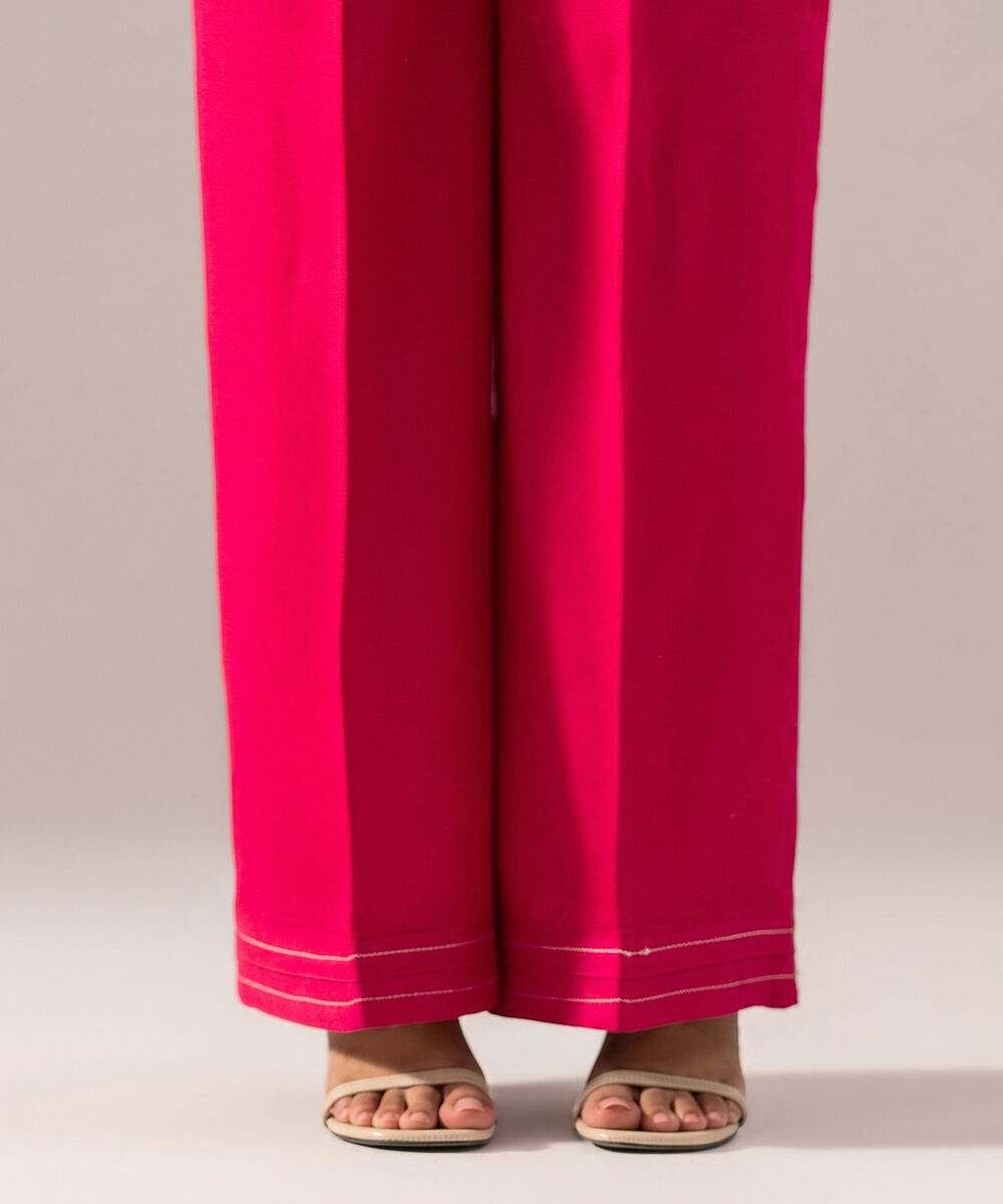 Women's RTW Solid Pink Bedford Flared Pants