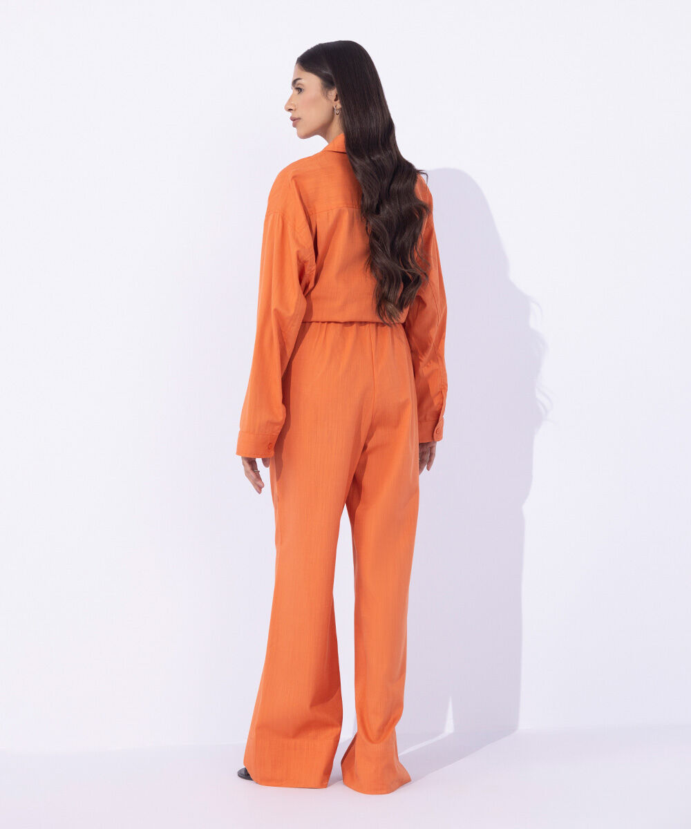 Women's Western Wear Orange Wide-Leg Trousers