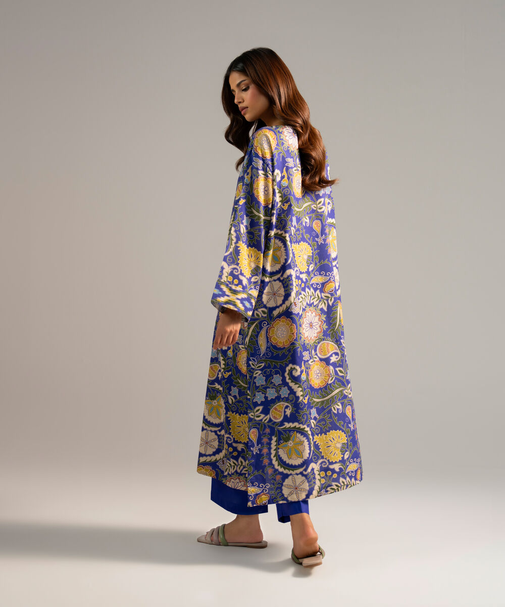 Women's RTW Dobby Printed Dark Blue Straight Shirt