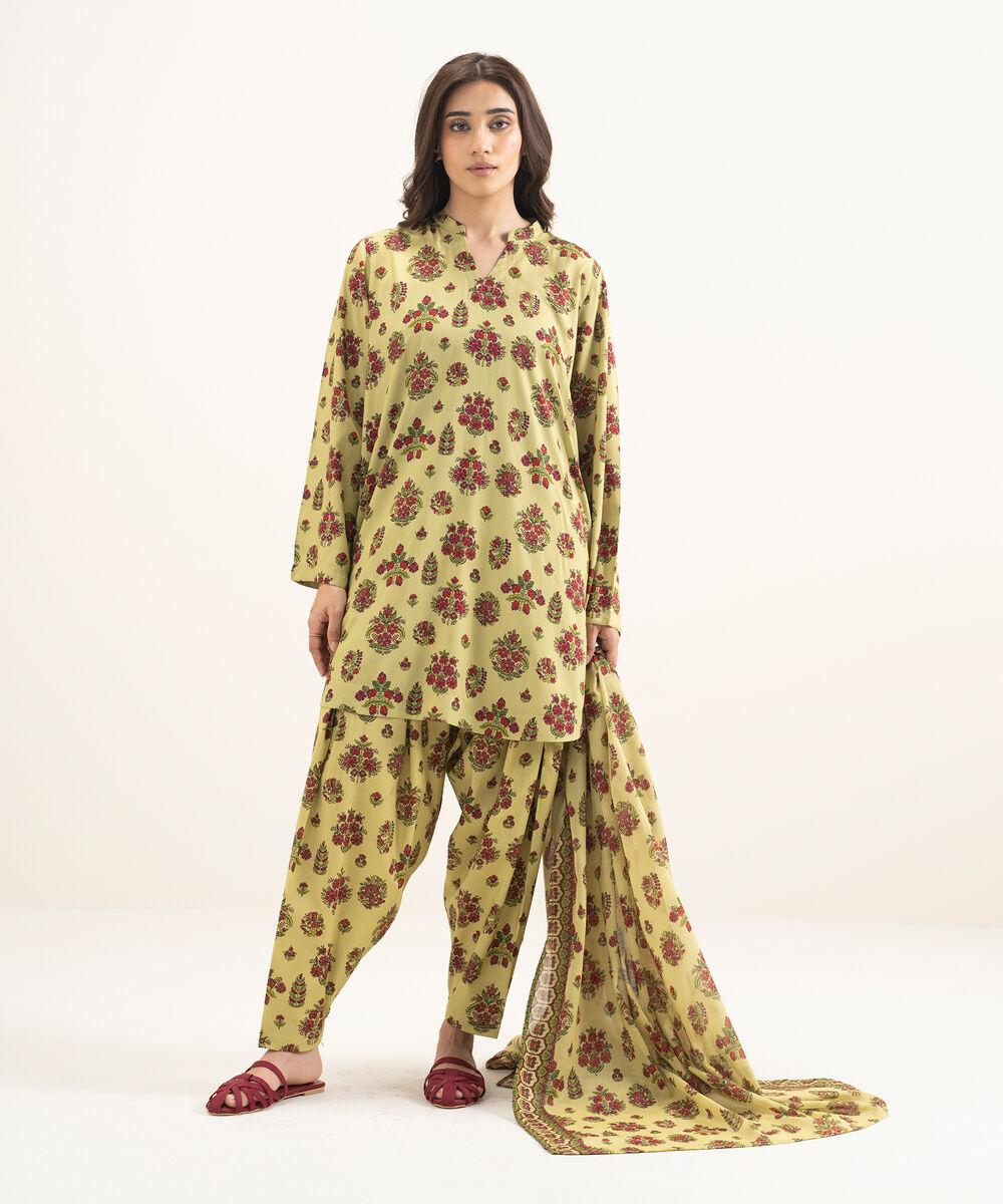 Women's RTW Arabic Lawn Printed Multi Straight Shirt