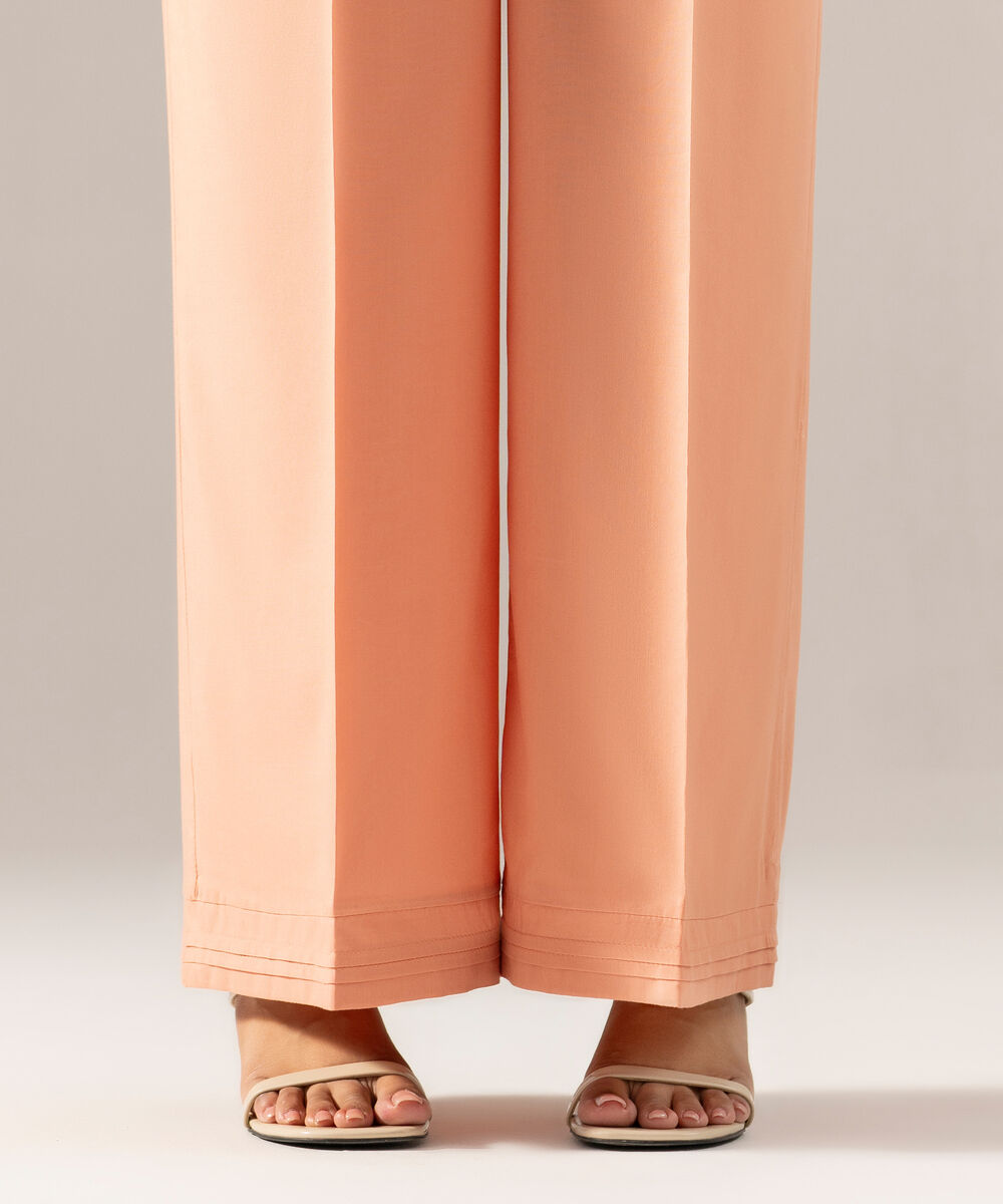 Women's RTW Solid Peach Cotton Viscose Culottes