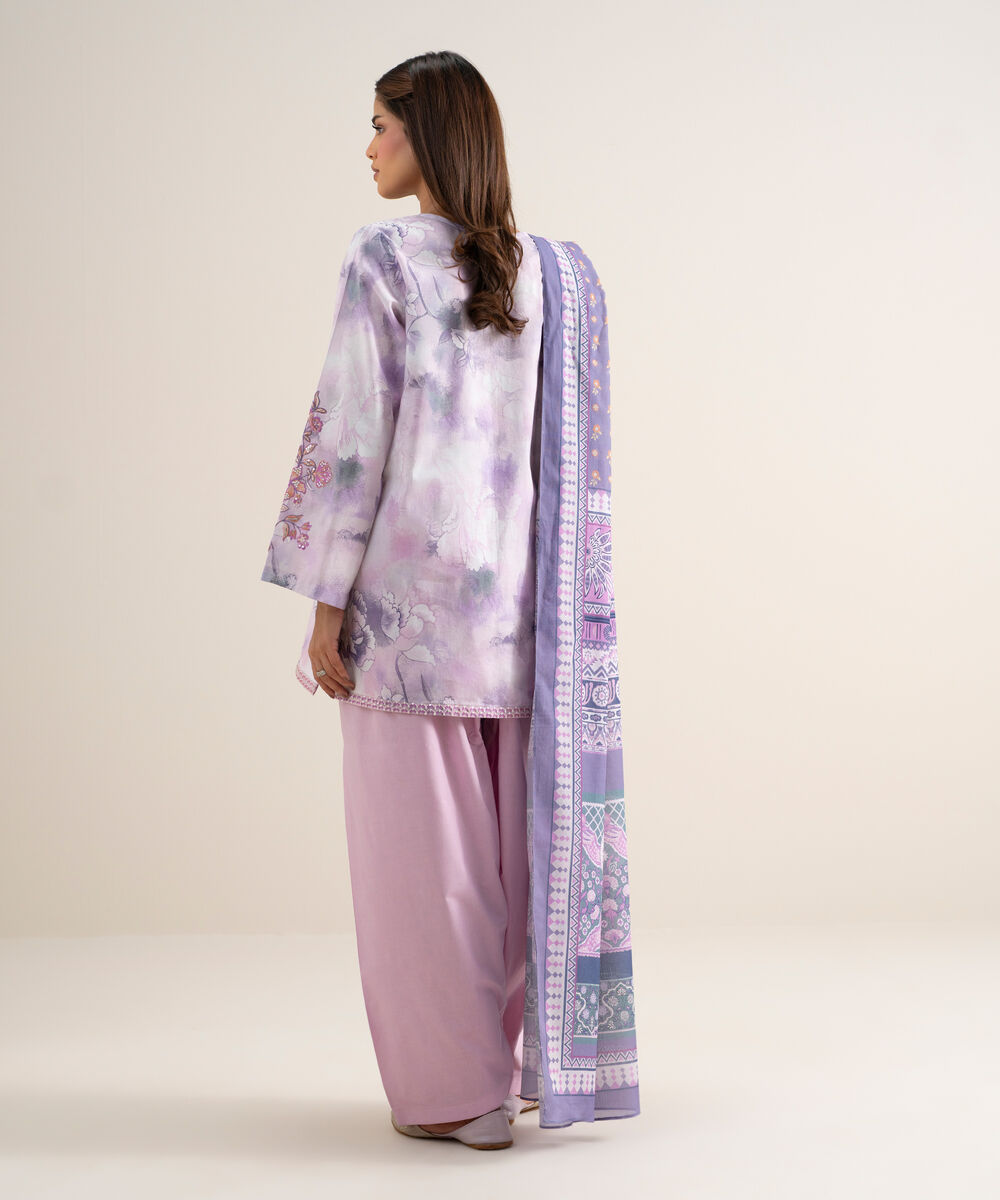 Women's Unstitched Lawn Embroidered Off White 3 Piece Suit