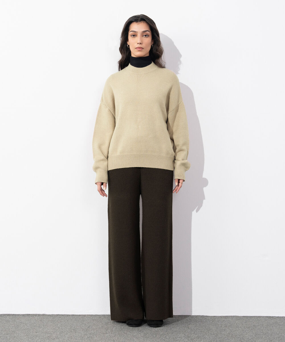 Women's Western Wear Beige Soft Touch Knit Sweater