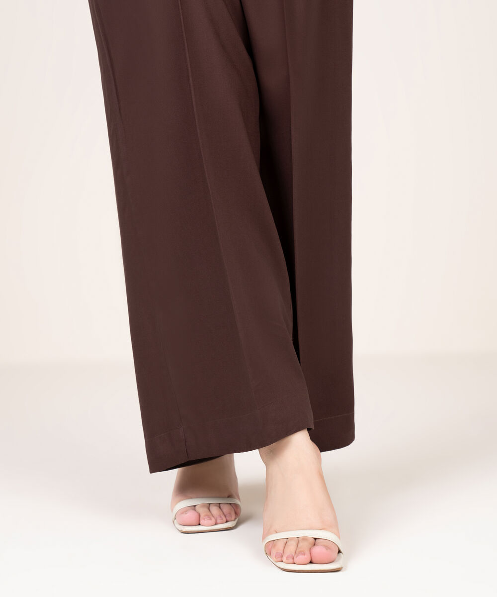 Women's RTW Khaddar Solid Brown Culottes