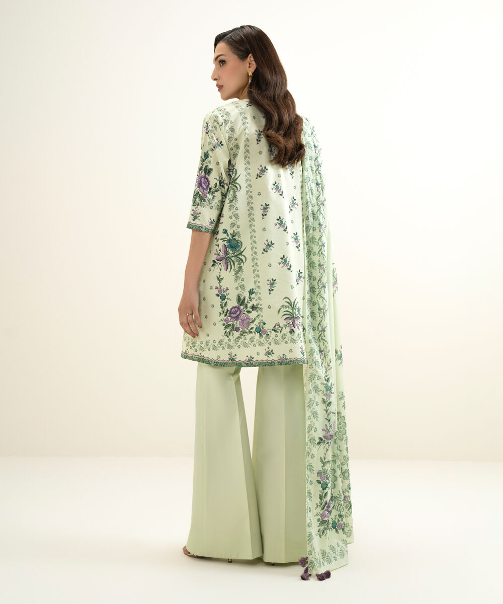 Women's Unstitched Lawn Embroidered Green 3 Piece Suit