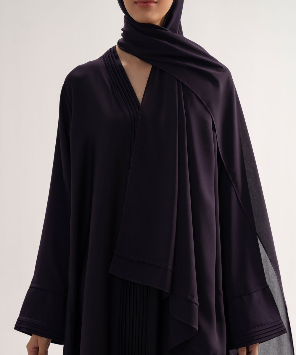 Women's Polyester Purple Regular Abaya Set