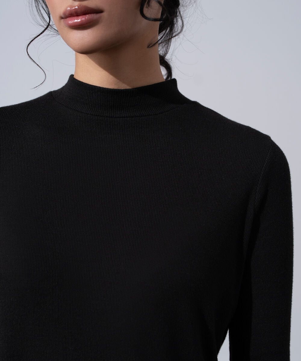 Women's Western Wear Black Mock-Neck Knit Jumper