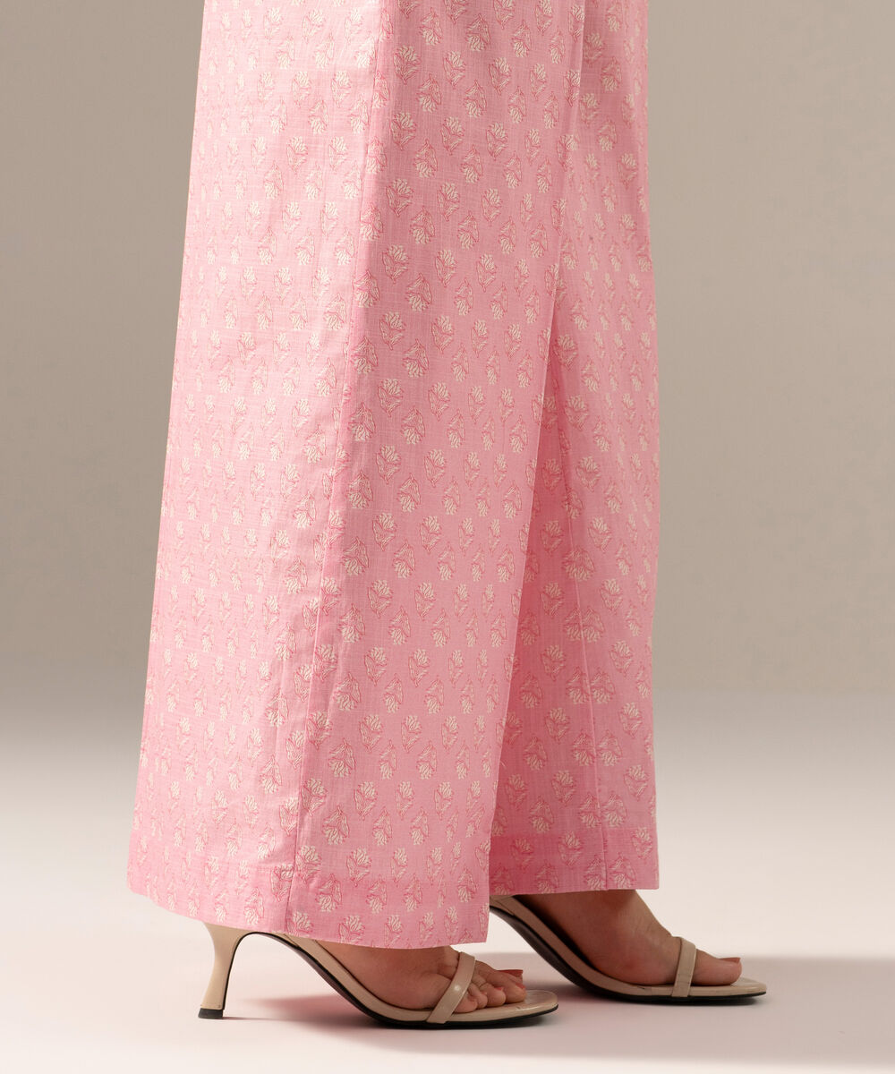 Women's RTW Crosshatch Printed Pink Flared Pants