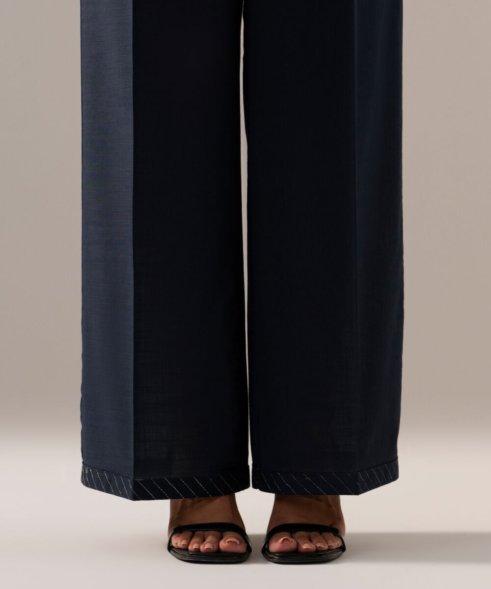 Women's RTW Cross Hatch Solid Dark Blue Culotte