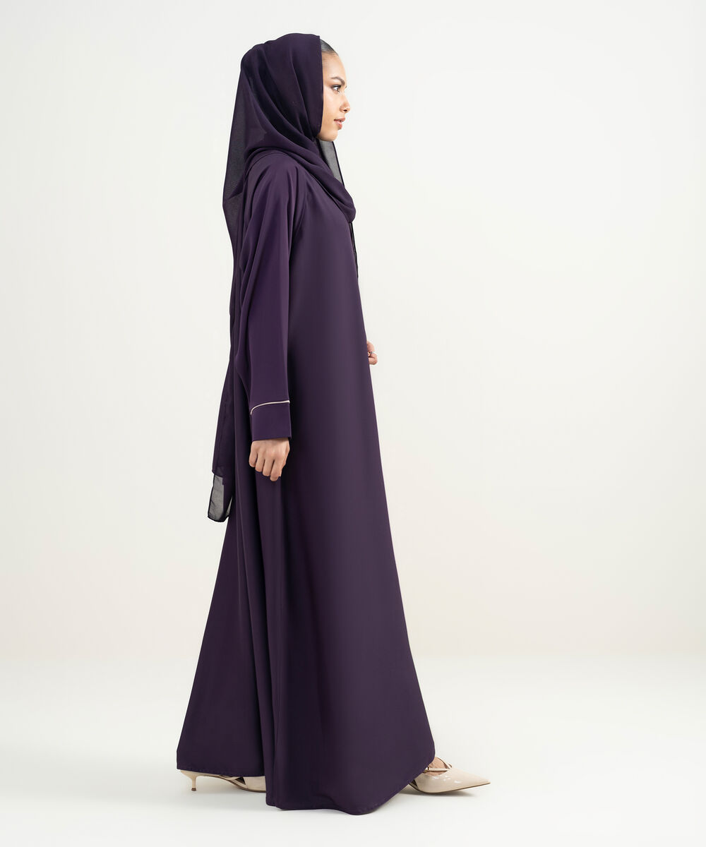 Women's Burgendy Colour Block Abaya Set