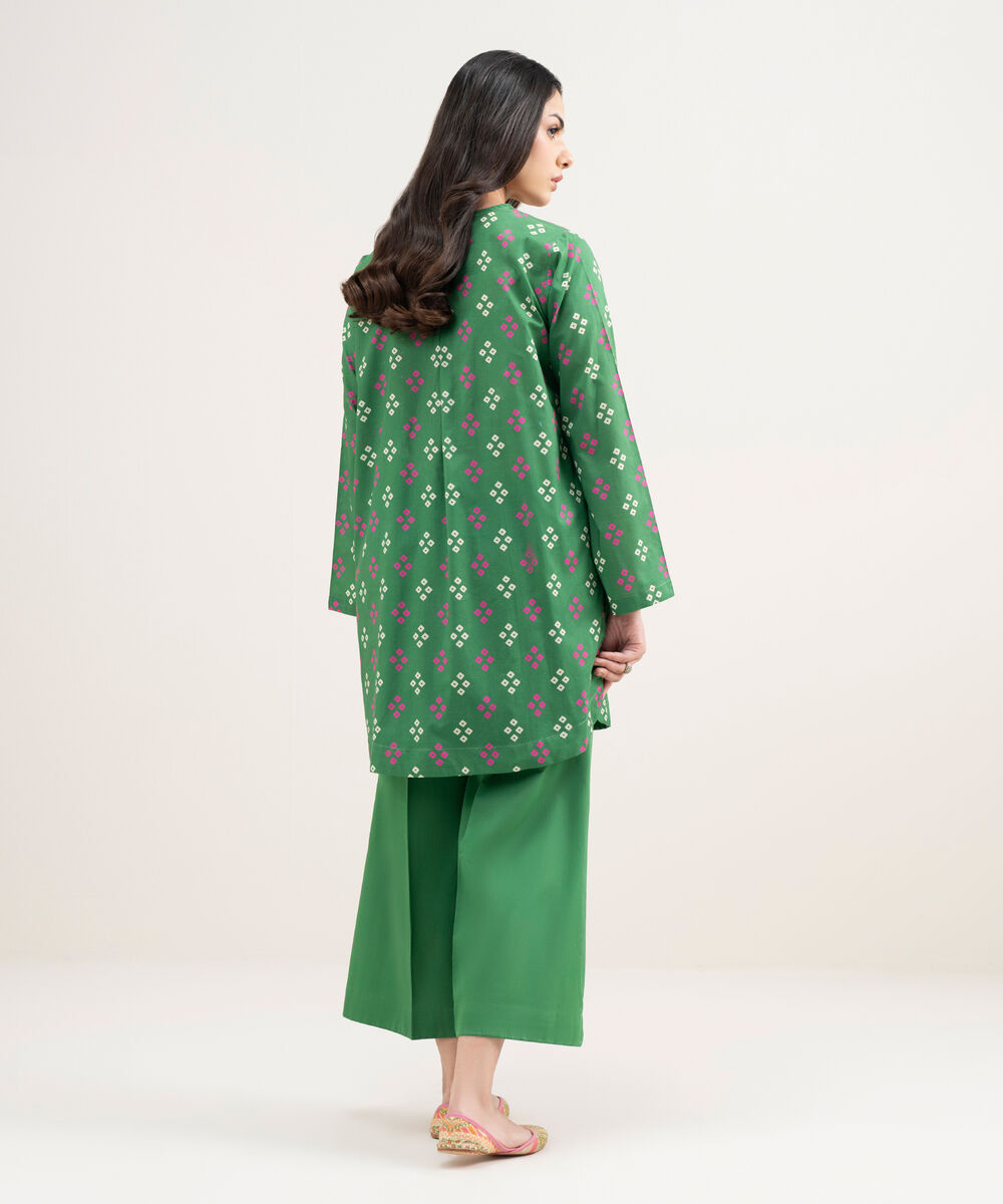 Women's RTW Lawn Embroidered Green Straight Shirt