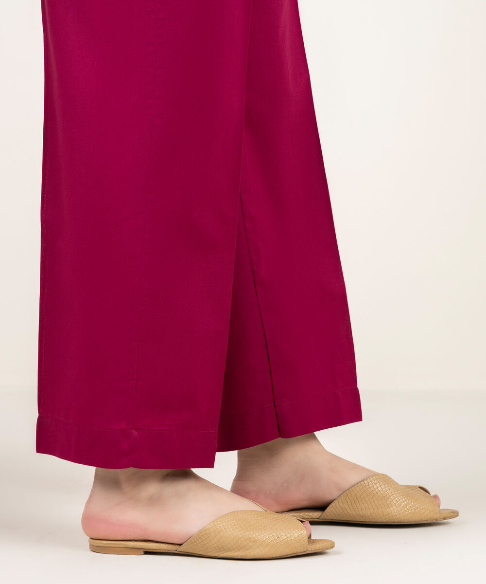 Women's RTW Cambric Solid Pink Straight Pants