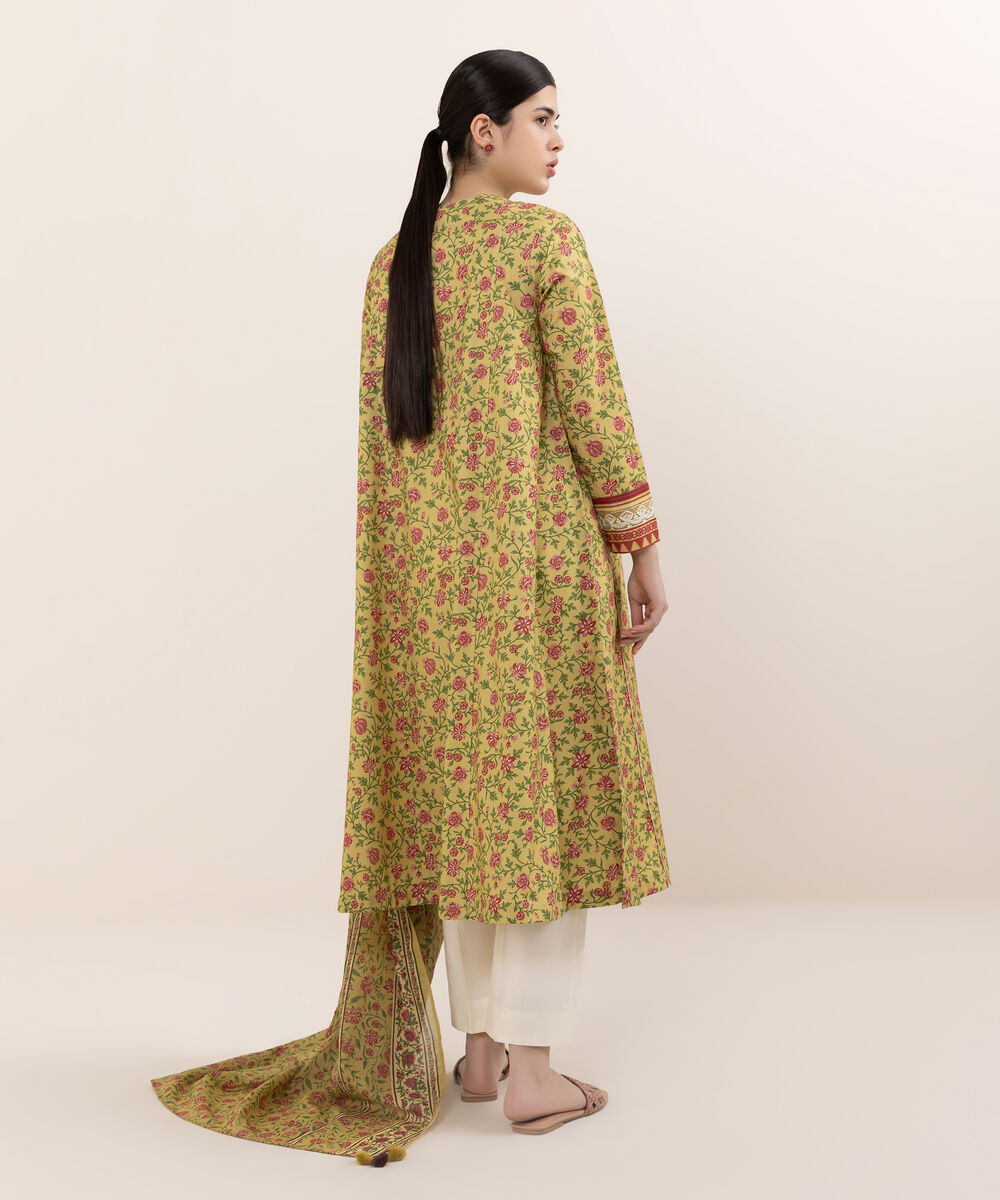 Women's Unstitched Cotton Embroidered Multi Two Piece Suit