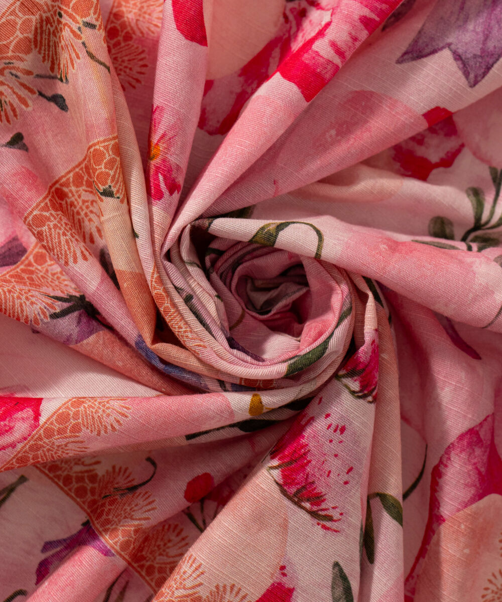 Women's RTW Khaddar Printed Pink Dupatta
