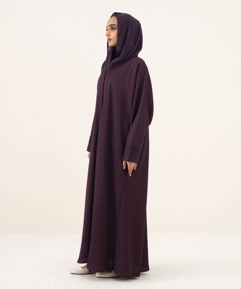 Women's purple button through kimono Abaya