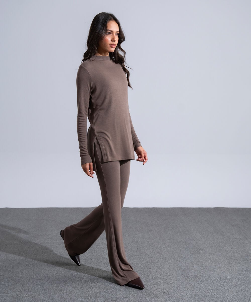 Women's Western Wear Taupe Slim-Fit Trousers