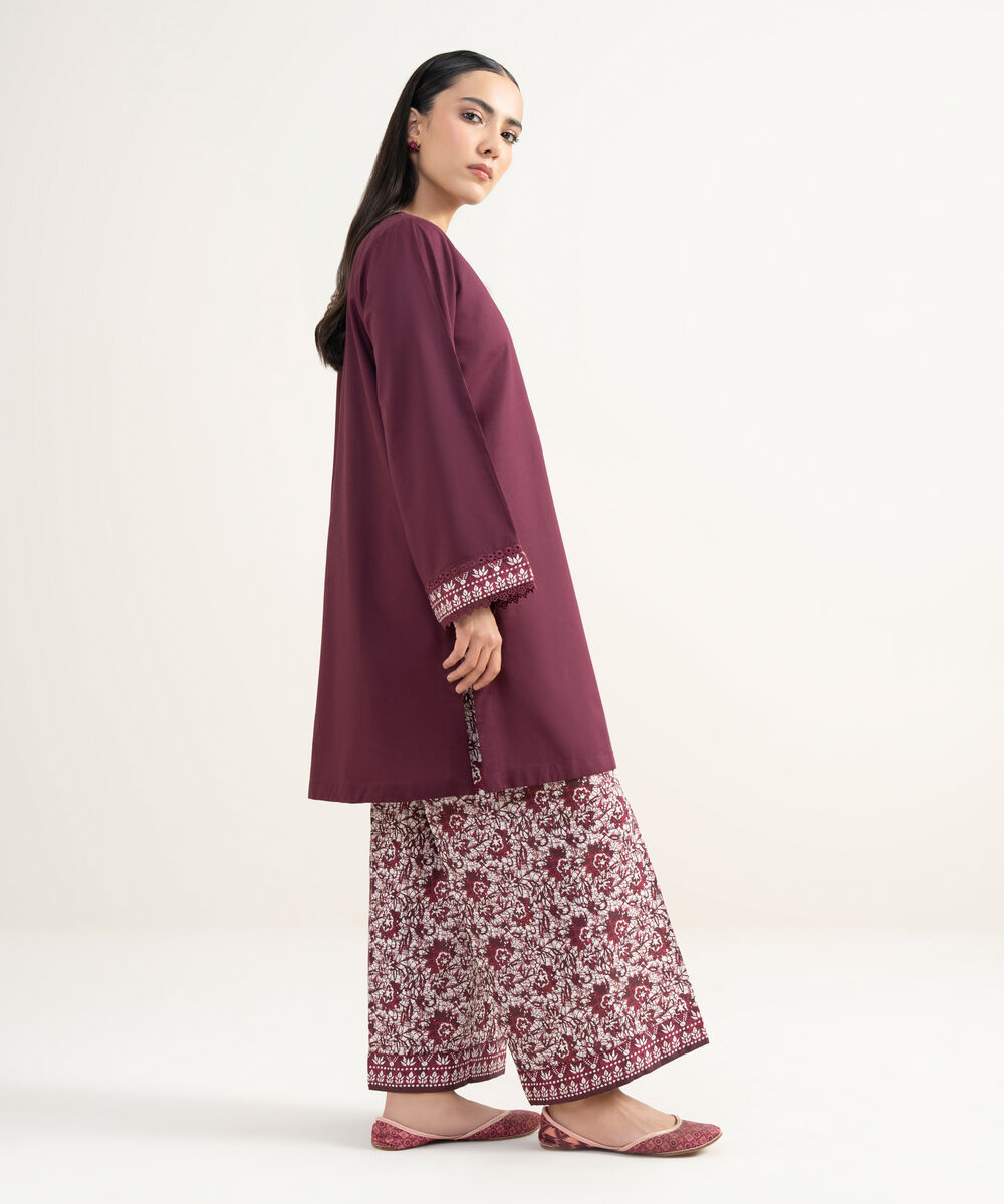 Women's RTW Lawn Solid Pink Straight Shirt