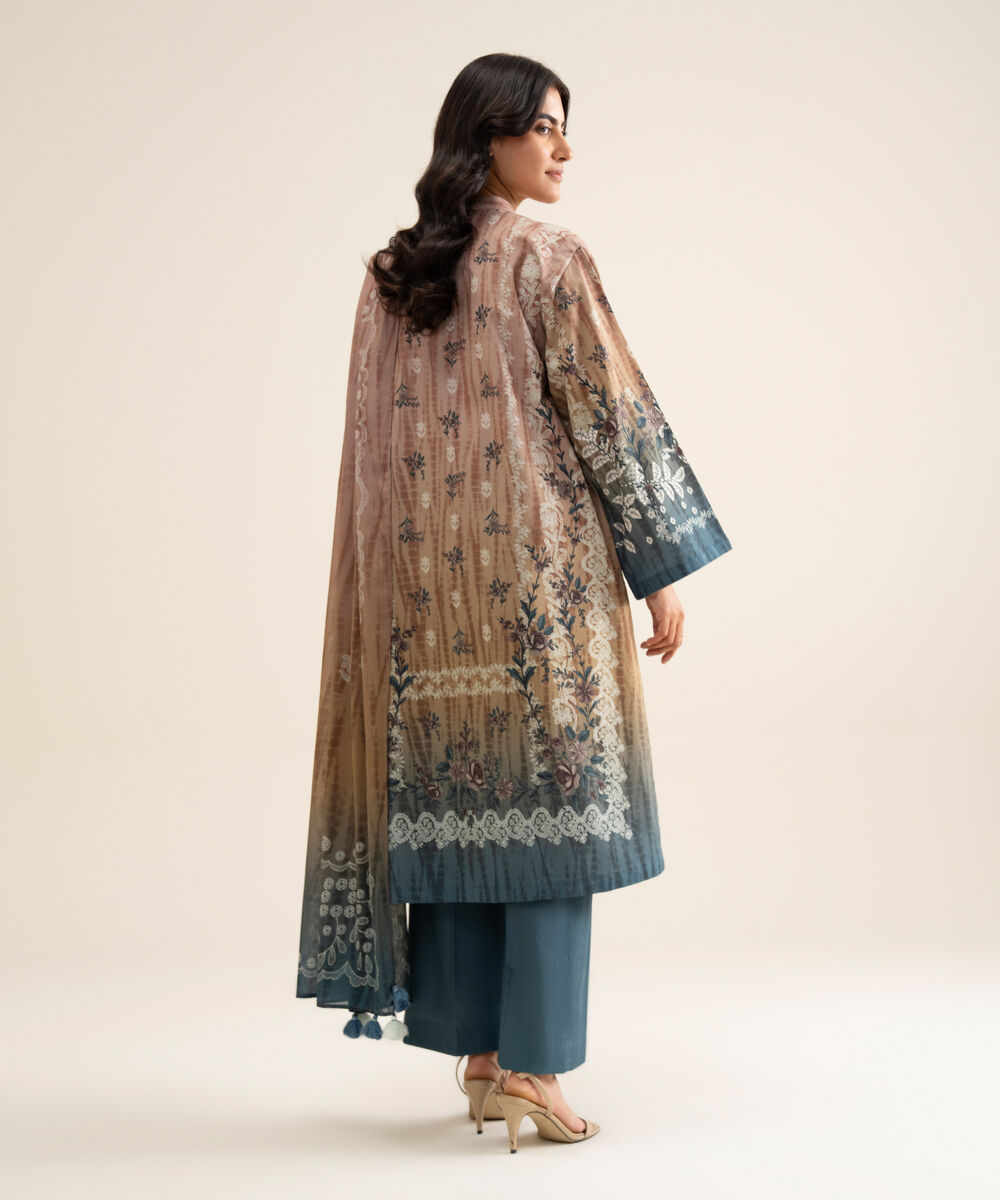 Women's Unstitched Cotton Printed Multi 3 Piece Suit