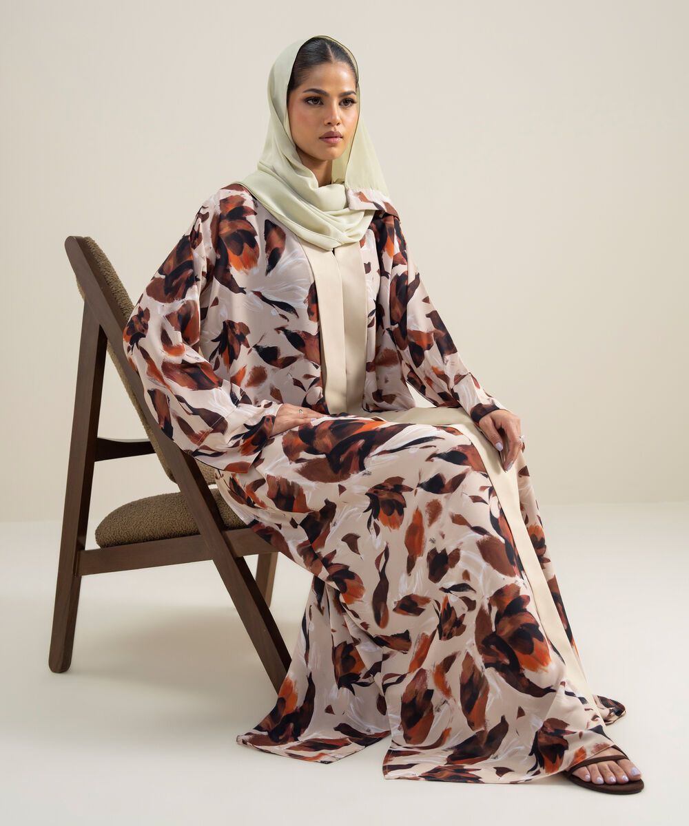 Women's Polyester Multi Printed Abbaya Set