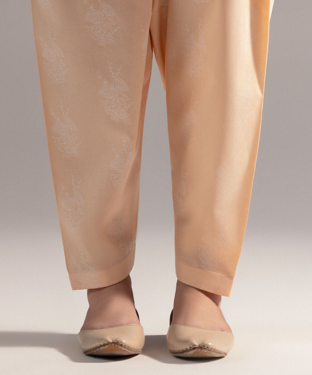 Women's RTW Cambric Printed Peach Shalwar