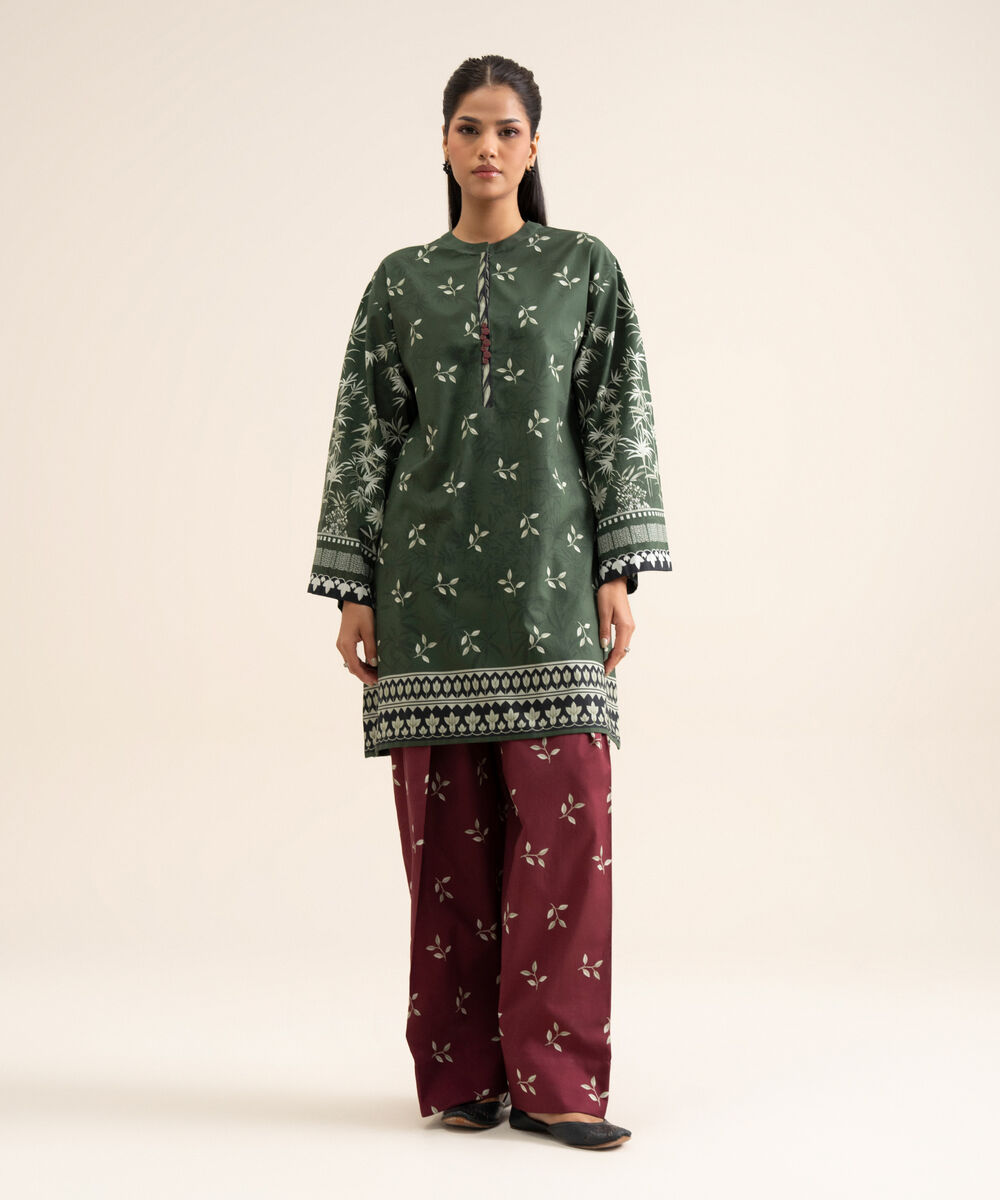 Women's Unstitched Premium Khaddar Printed Green 1 Piece Suit