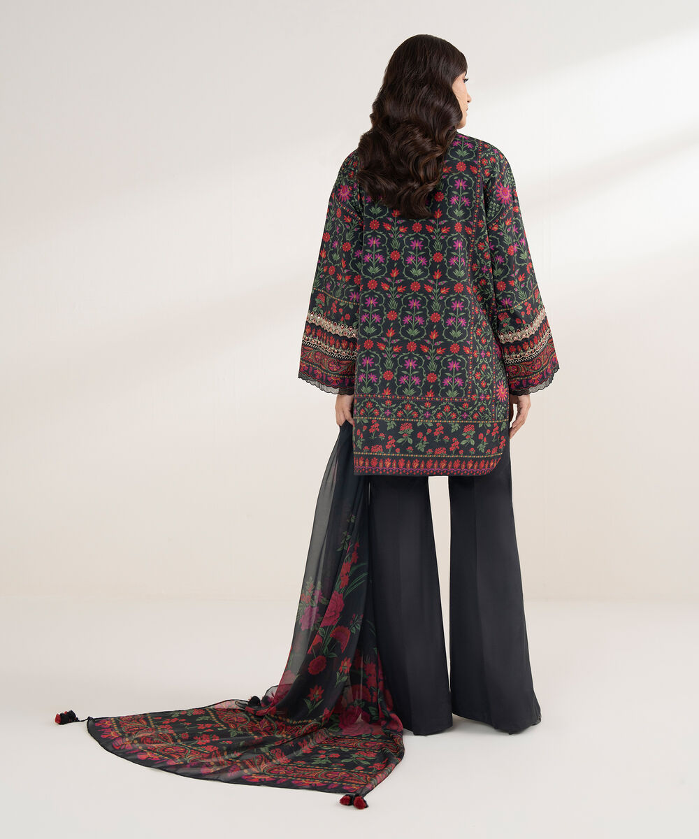 Women's Unstitched Blended Grip Silk Printed Multi 3 Piece Suit