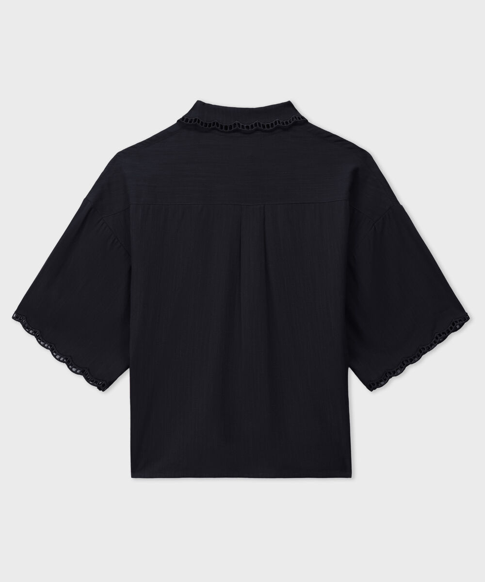 Women's Western Black Regular-Fit Shirt With Lace Trims