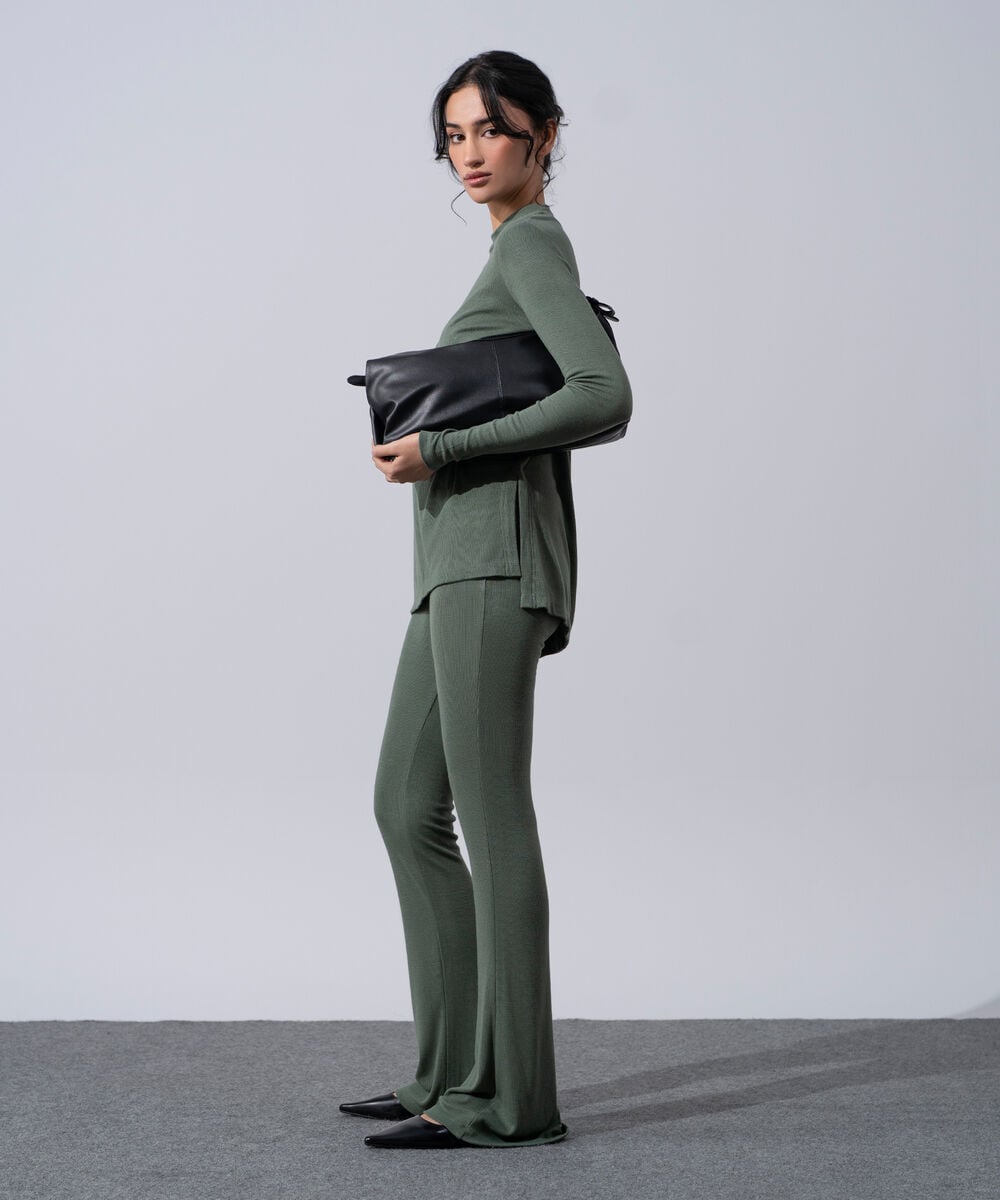 Women's Western Wear Green Slim-Fit Trousers