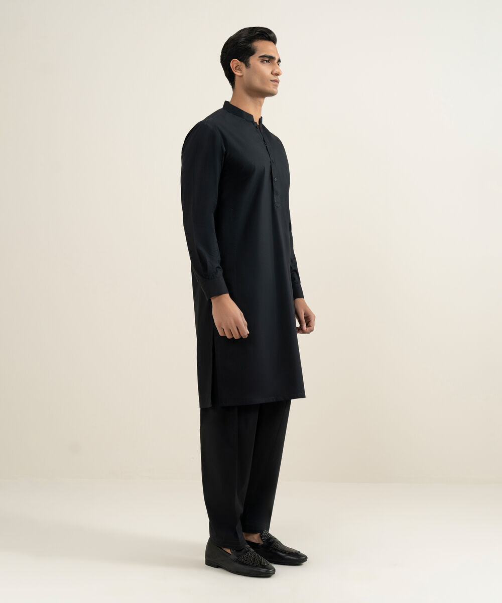 Men's Stitched Black Kurta Shalwar