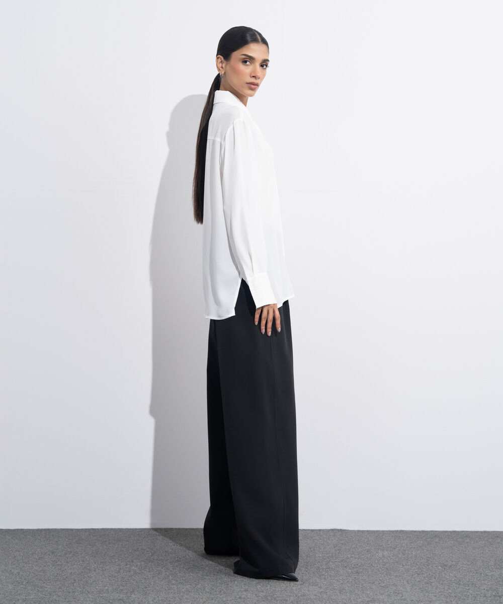 Women's Western Wear White Button Through Sheer Shirt