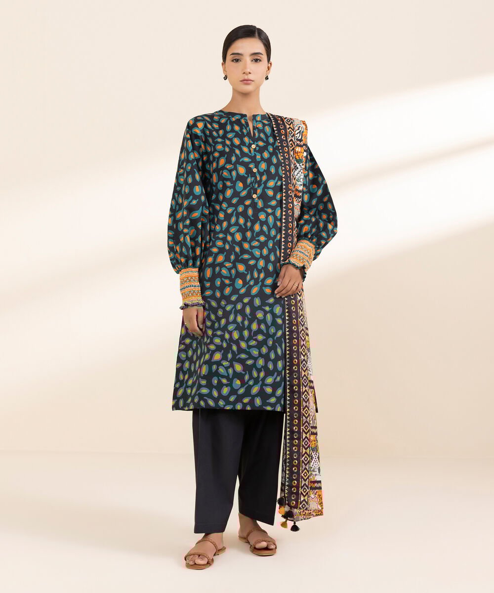 Women's Unstitched Lawn Printed Multi 2 Piece Suit