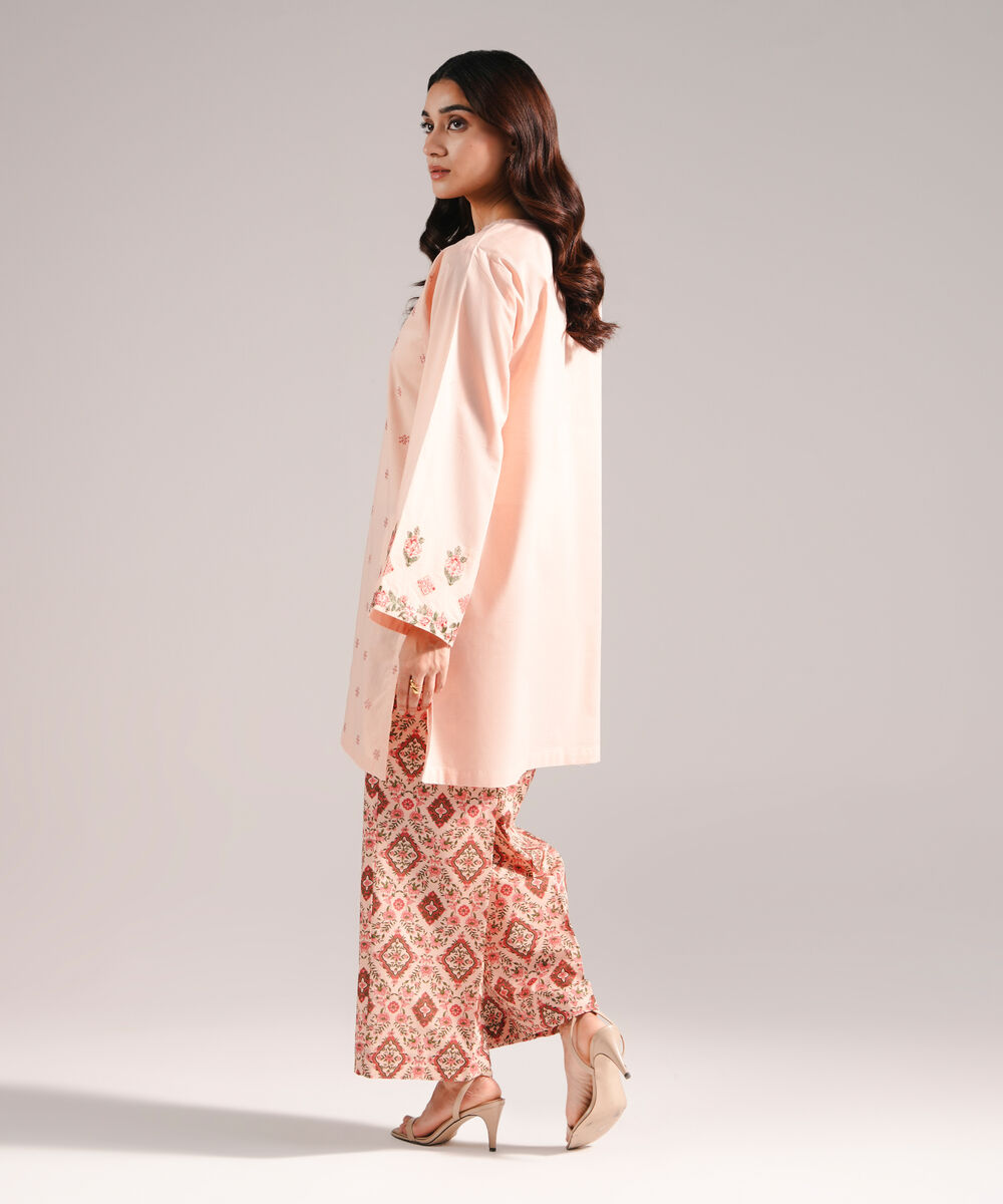 Women's RTW Crosshatch Embroidered Pink 2 Piece Suit