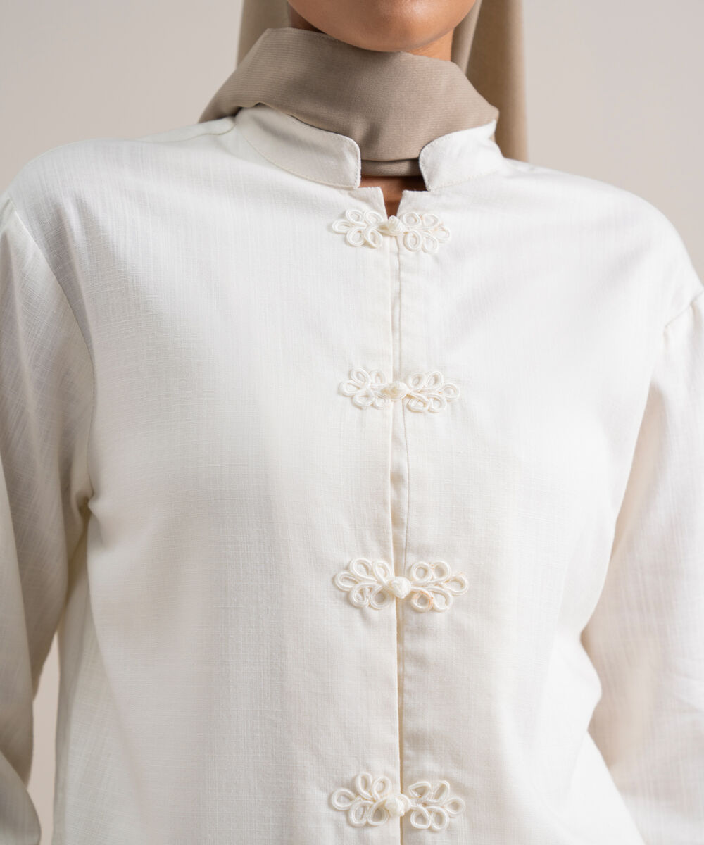 Women's Ivory Mandarin Top