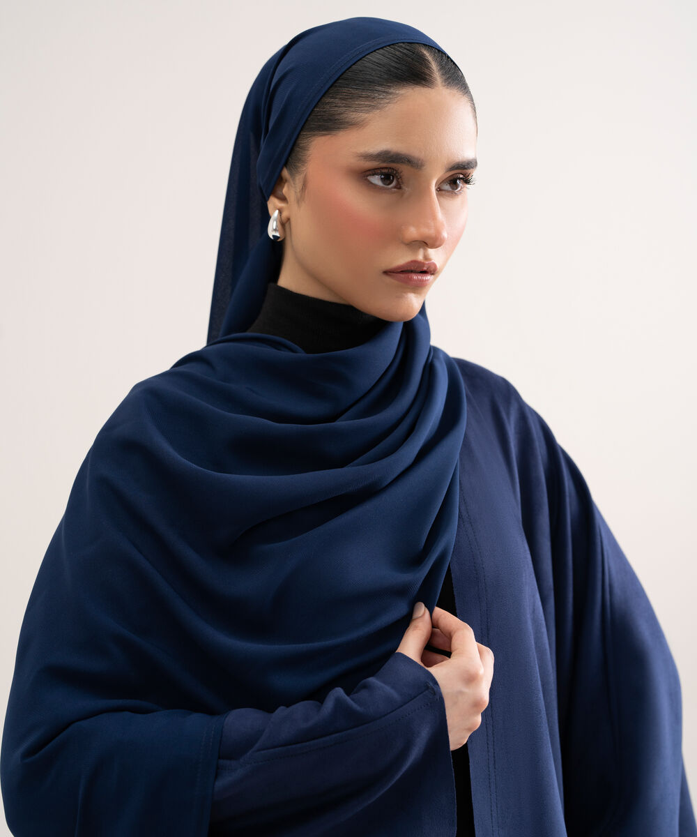 Women's Polyester Navy Blue Hijab