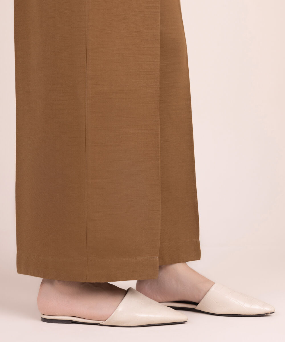 Women's RTW Khaddar Solid Brown Culottes
