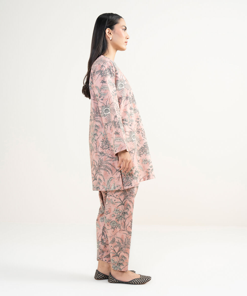 Women's RTW Cambric Printed Pink Straight Shirt