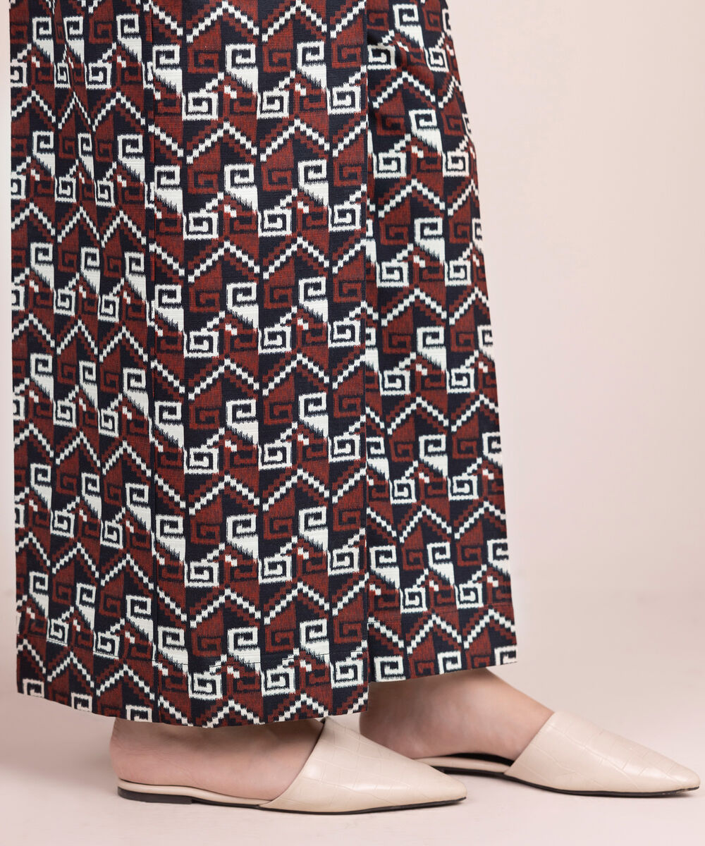 Women's RTW Khaddar Printed Black Culottes