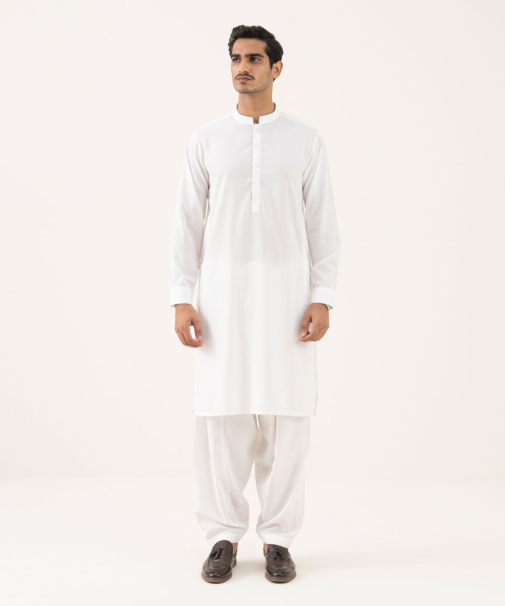 Men's Falak Plain Off-White Kurta Shalwar