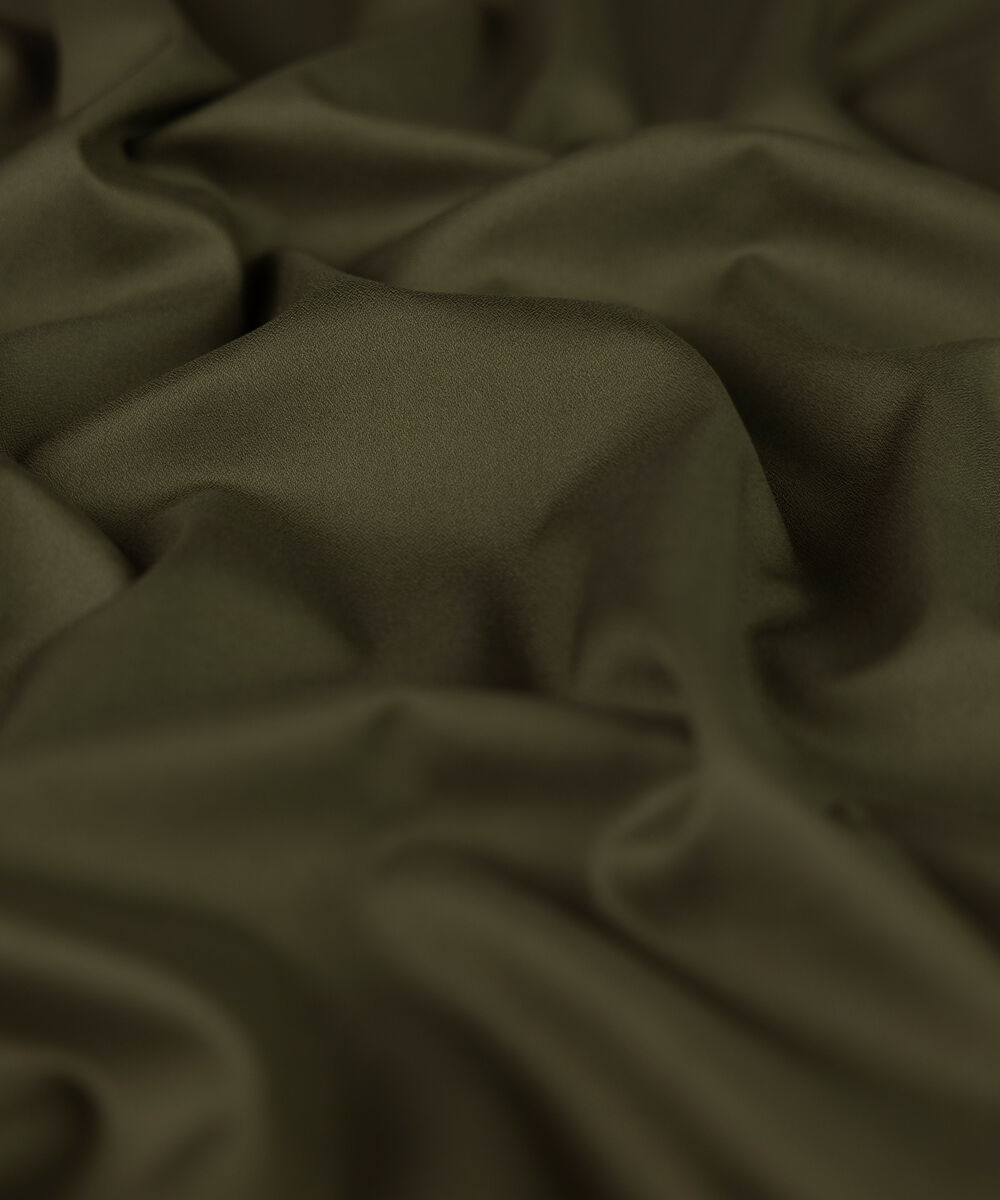 Men's Unstitched oil green premium cotton crepe Suit