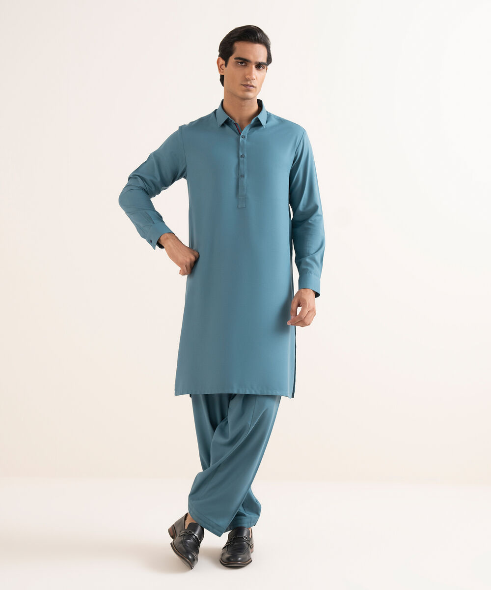 Men's Stitched Premium Wash & Wear Blue Suit