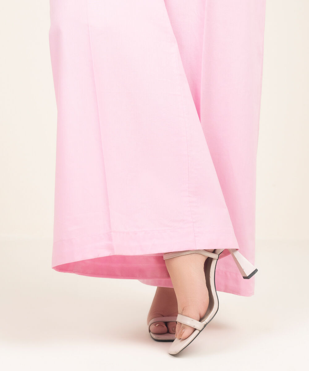 Women's RTW Cambric Solid Pink Flared Pants