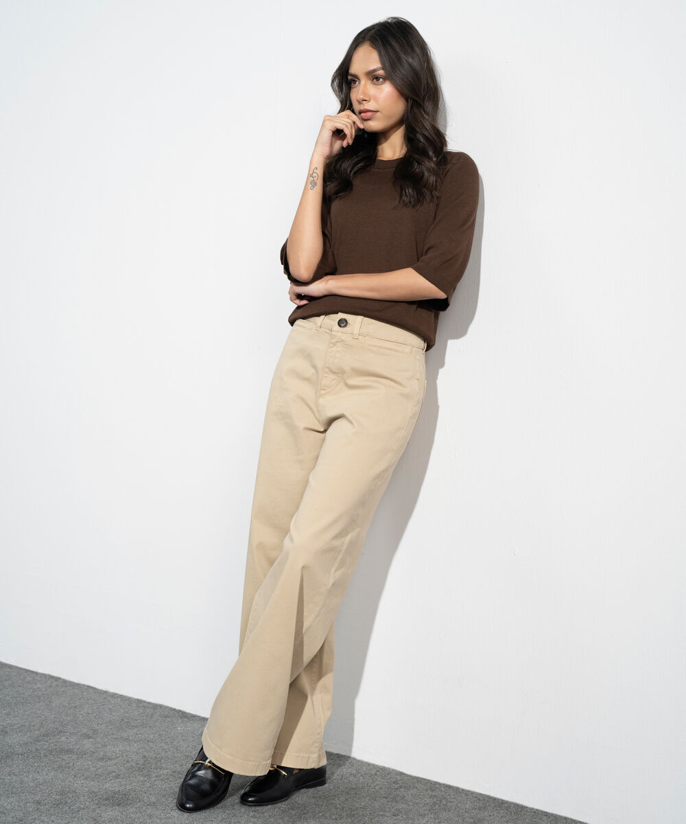 Women's Western Khaki Straight Fit Chino Trousers
