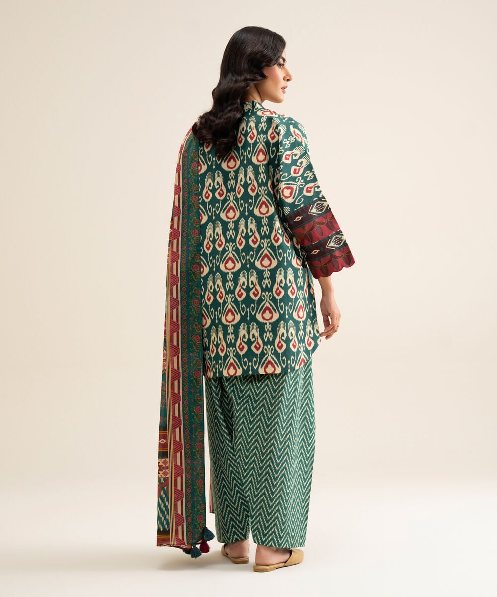 Women's Unstitched Cotton Printed Multi 3 Piece Suit