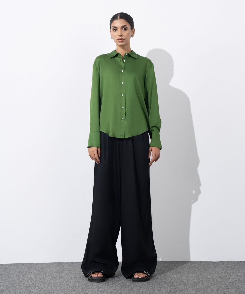 Women's Western Wear Green  Regular-Fit Shirt