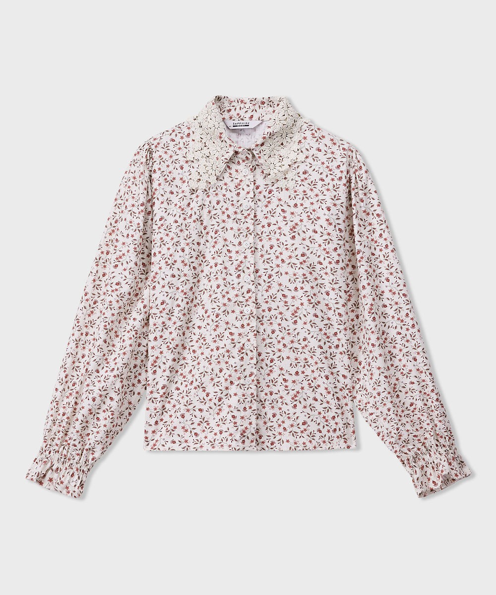 Women's Western Multi Ditsy Print Embroidered Blouse